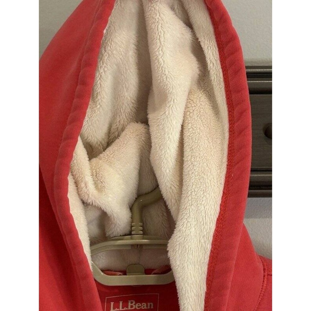 LL Bean Womens Sherpa Lined Hoodie Bright Pink Full Zip Size M - Picture 2 of 9